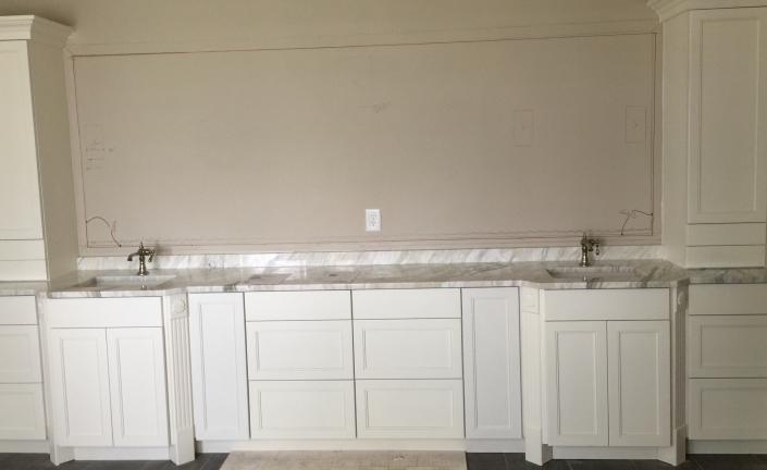 This is the master bath vanity at St. Johns Island in SC. This is a number 91 door style, painted Pure White.